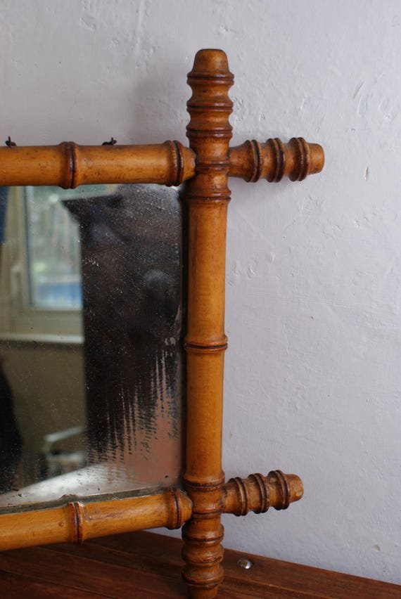 Early 20th Century French Faux Bamboo Turned Wood Mirror