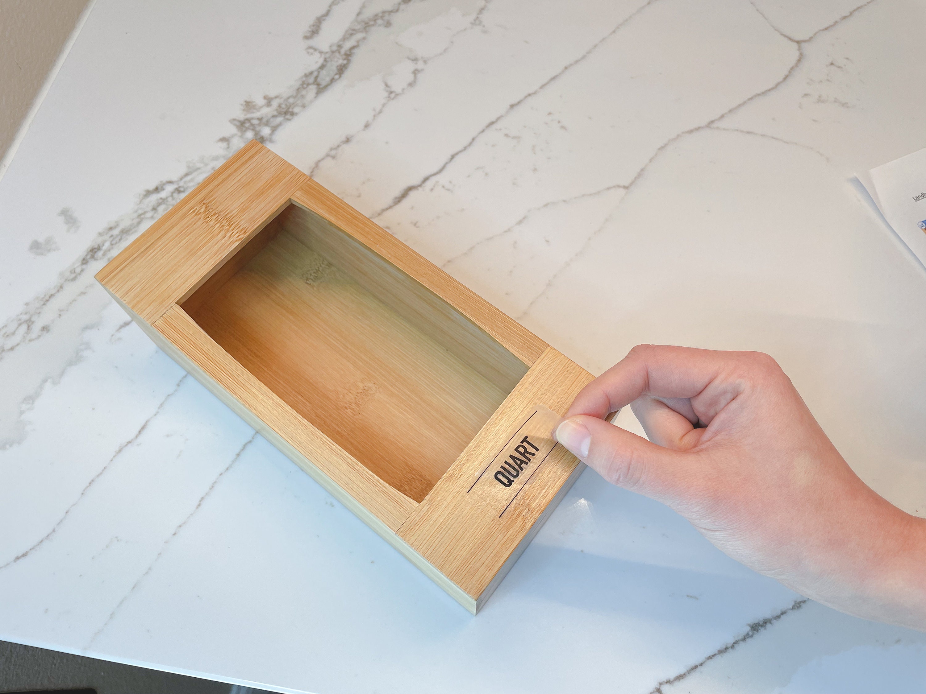 Sandwich Bag Storage Organizer Premium Bamboo Wooden Box Baggie