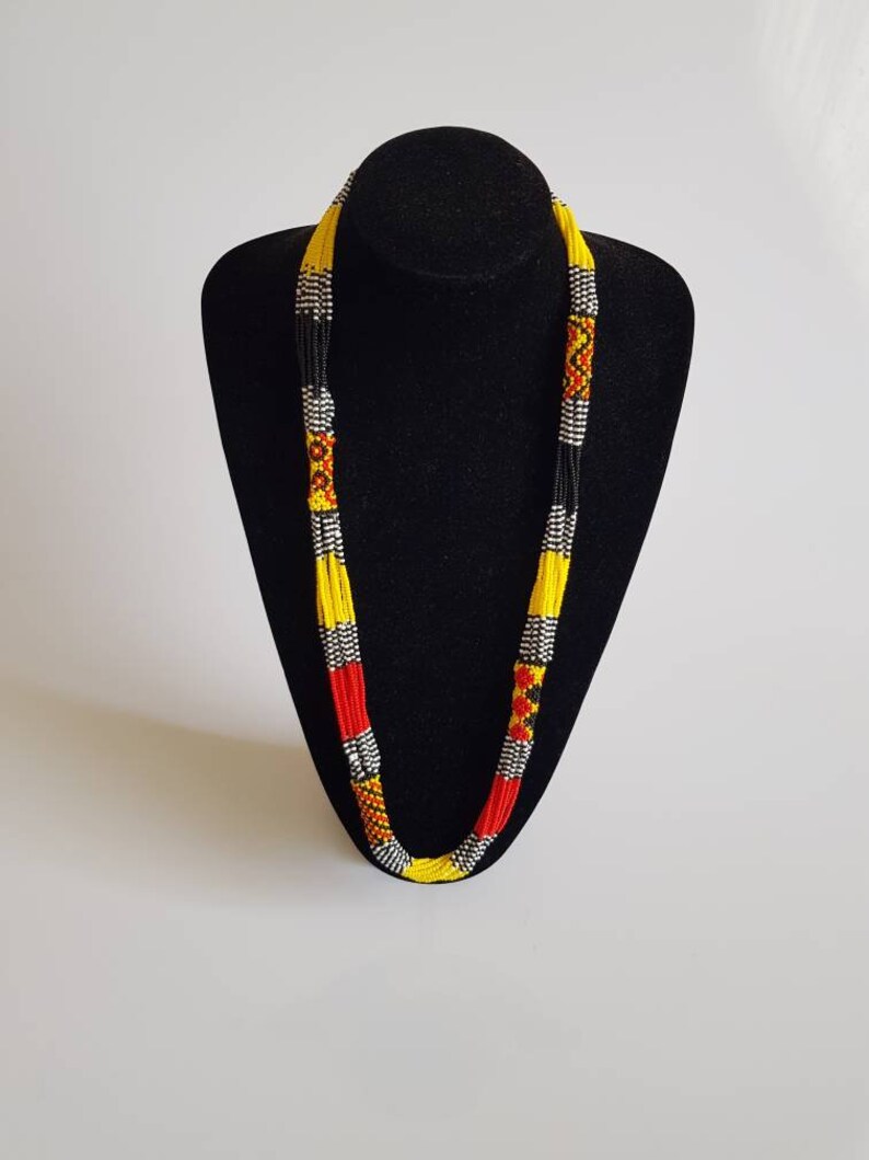 A Set of 2 African Beaded Necklace Zulu Necklace Etsy