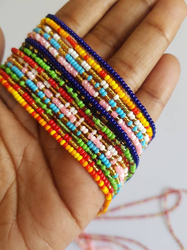 Tie waist beads Waist beads Africa Adjustable waist beads | Etsy