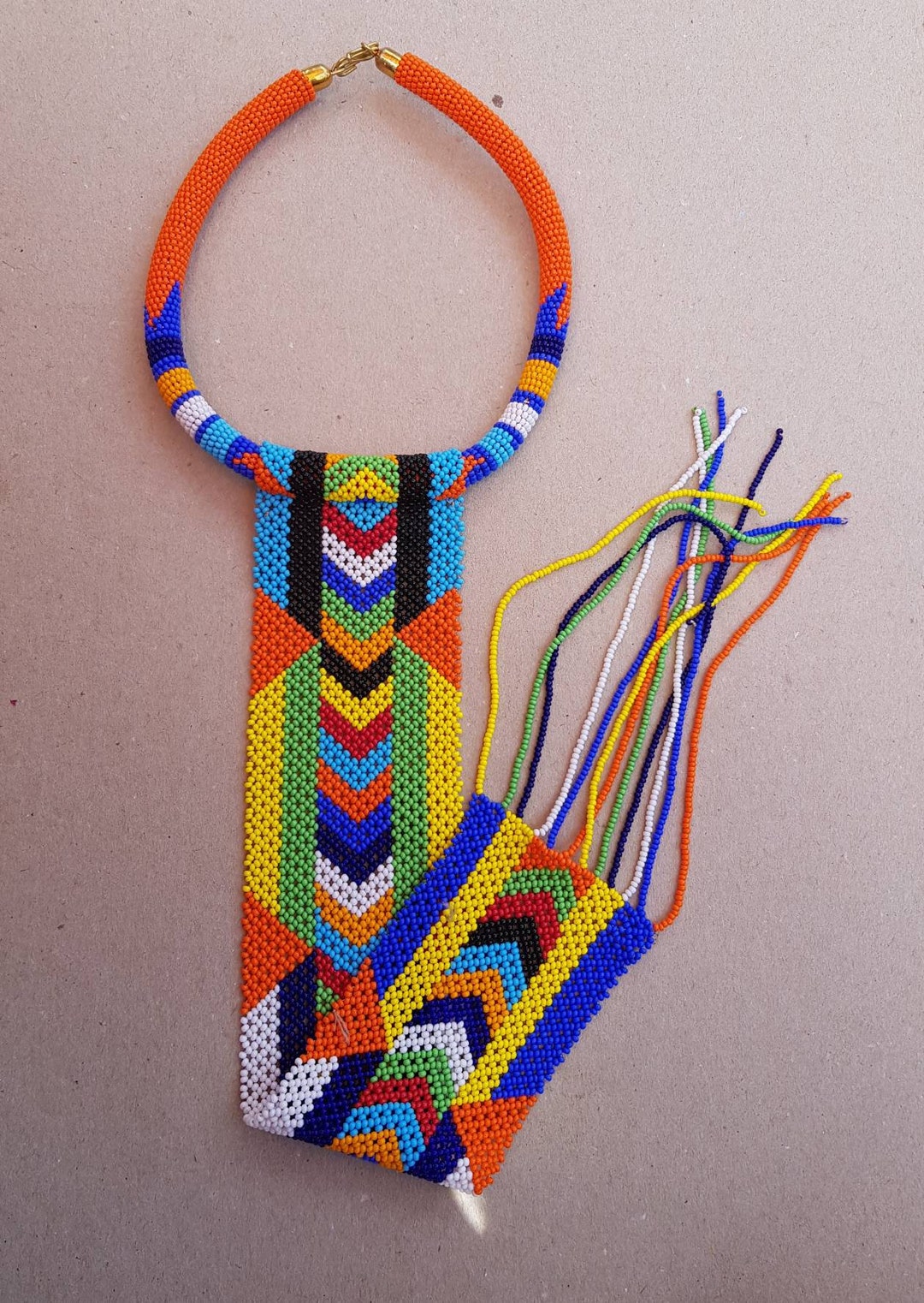 African Zulu Necklace, African Necklaces , Long Pendant Necklace , Zulu