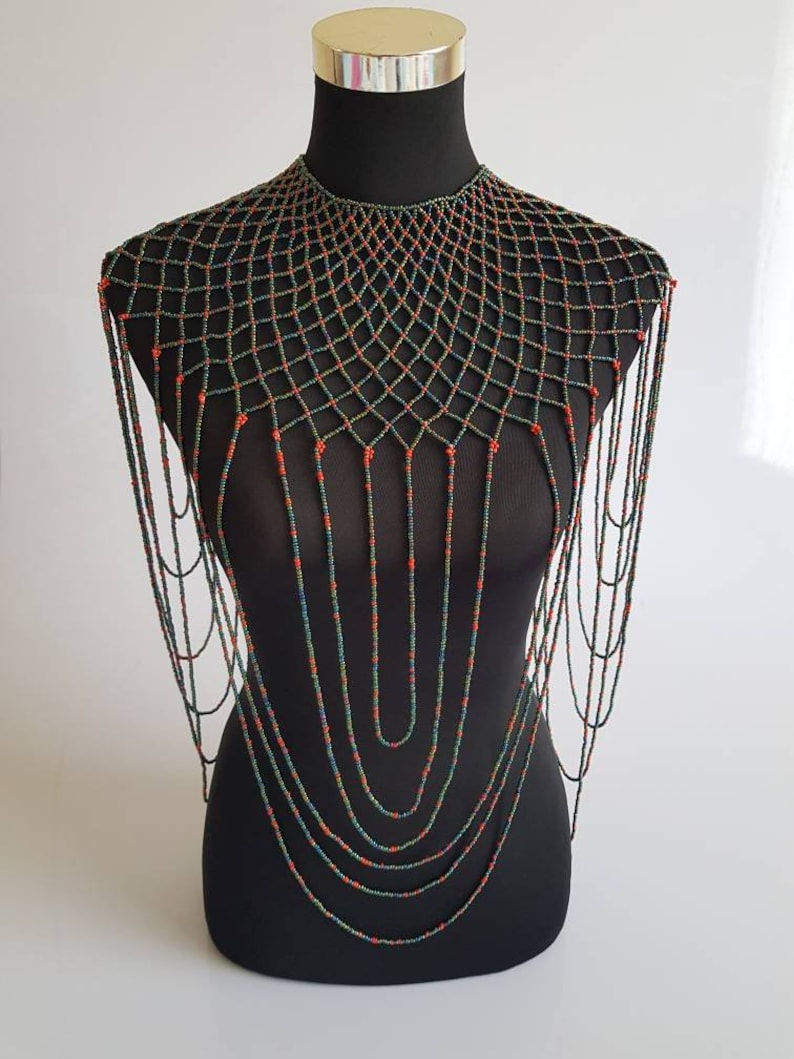 African wedding necklace African beaded necklace African wedding necklace Off shoulder necklace |