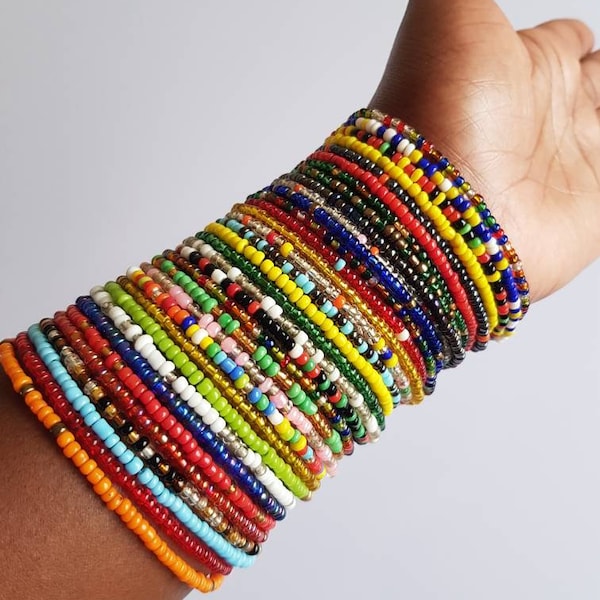 African bracelets, beaded bracelets,Colorful bracelets, Handmade African bracelets.