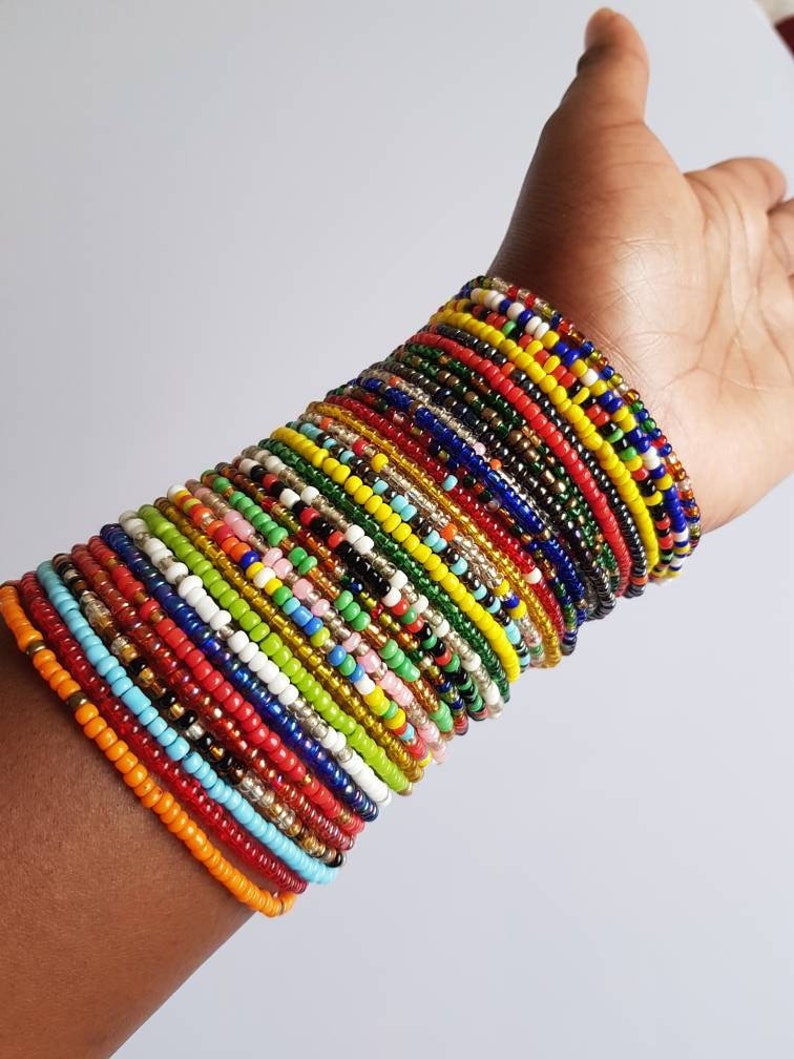 African bracelets, beaded bracelets,Colorful bracelets, Handmade African bracelets. image 1