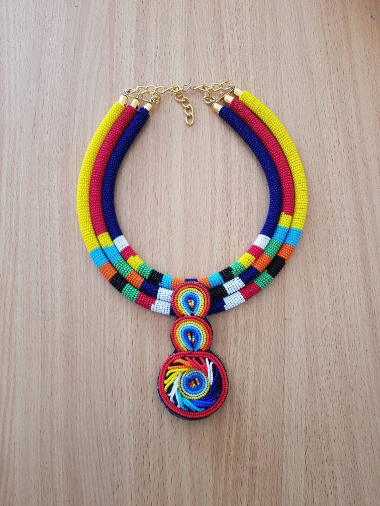 African beaded necklace Multistrand bead NecklaceMasai bead Etsy