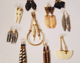 African bone earrings, African earrings for women.