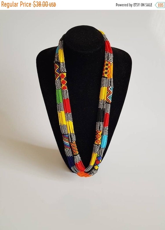 A Set of 2 African Beaded Necklace Zulu 