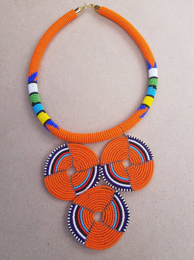 African Jewelry Necklace African Beaded Pendant Necklace Etsy