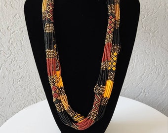 Conjunto de collar de cuentas africanas, conjunto de jrwelry africano, collar multihebra, collar colorido, regalo de Navidad, conjunto de 2 collares.