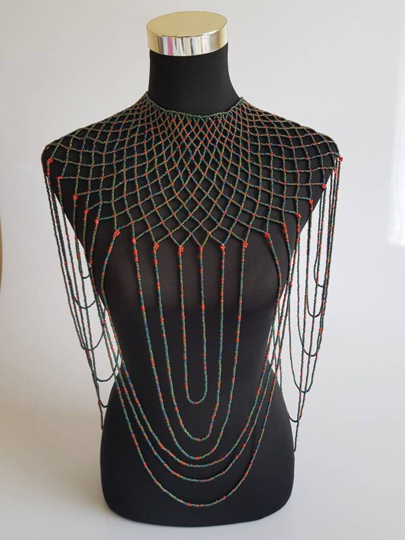 African wedding necklace African beaded necklace African wedding necklace Off shoulder necklace |
