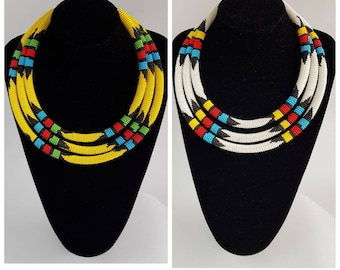 African beaded necklace, Maasai beaded necklace, multistrand jewelry for women, Kenyan beadwork