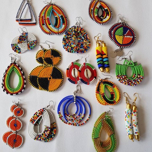 earrings / assorted earrings / maasai earrings / 17 pcs earrings / mixed jewelry