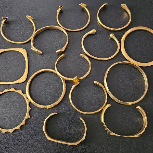 CLEARANCE SALE! Wholesale African brass bracelets set of 14, Bracelets for USD 4 each, Heavy gauge brass bangles, Unisex brass bracelets.