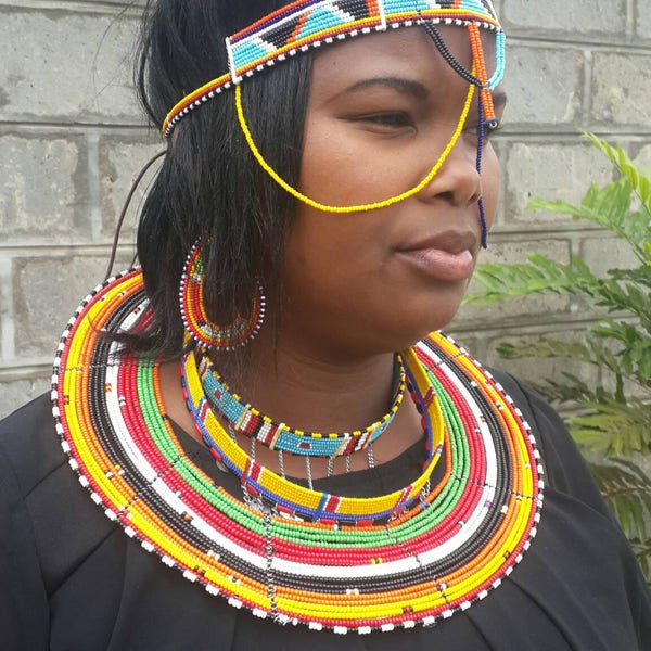 Maasai jewelry, African jewelry, beaded collar necklace, maasai jewelry set, African jewelry set, maasai earrings, maasai head jewelry.