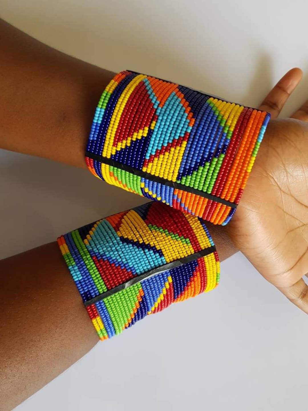 2 rainbow Beaded Maasai bracelets with snap closure – Tafrija African  Accessories