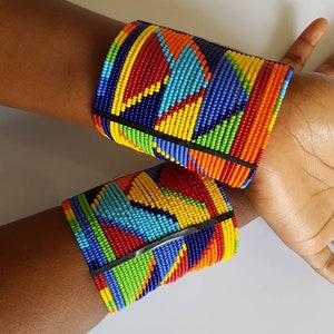 Maasai beaded bracelet set , colorful maasai bangles , Long bracelets for women.