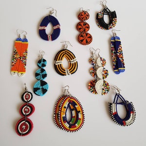 Maasai earrings , Assorted wholesale earrings for women , Colorful earrings, 11 pairs.