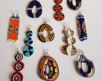 Maasai earrings , Assorted wholesale earrings for women , Colorful earrings, 11 pairs.