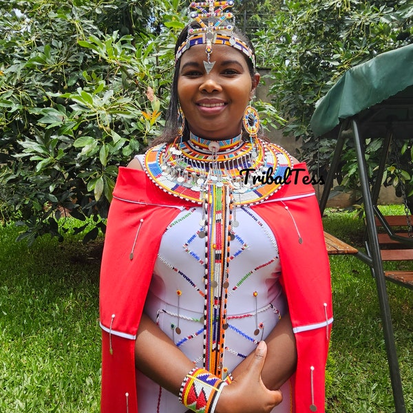 Maasai wedding necklace set, Kenyan made jewelry, African beaded necklaces, Mothers day gift for her, Neck pieces set