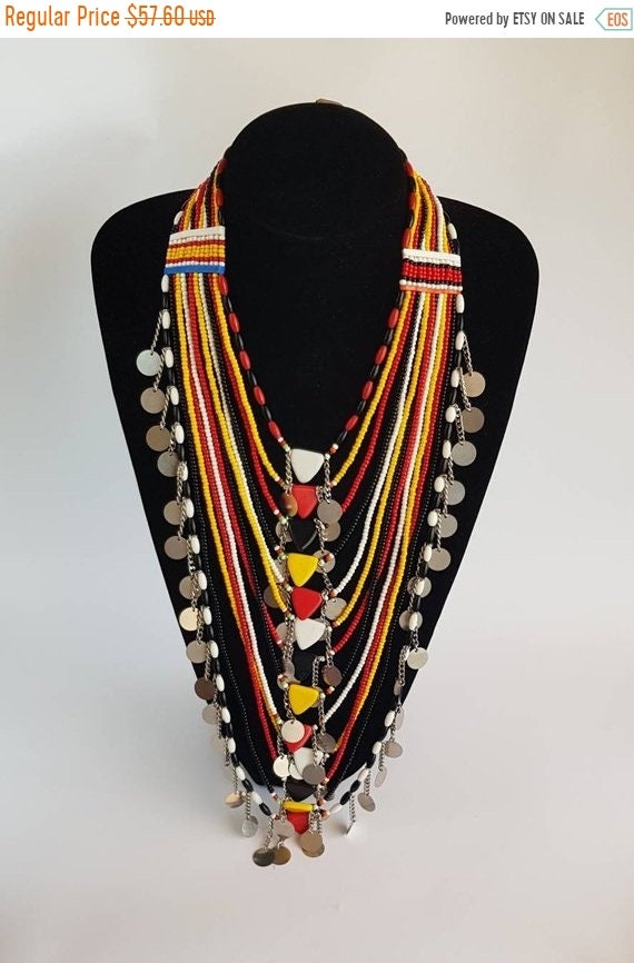 Vintage Beaded Necklace South African Bead Work Ethnic Jewelry Old Gla –  GoodOldBeads