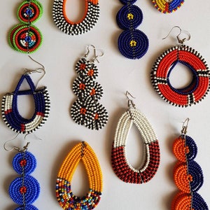 11 Maasai earrings wholesale, African earrings wholesale, African maasai earring set, African jewelry, Earrings for women, 11 pcs earrings,