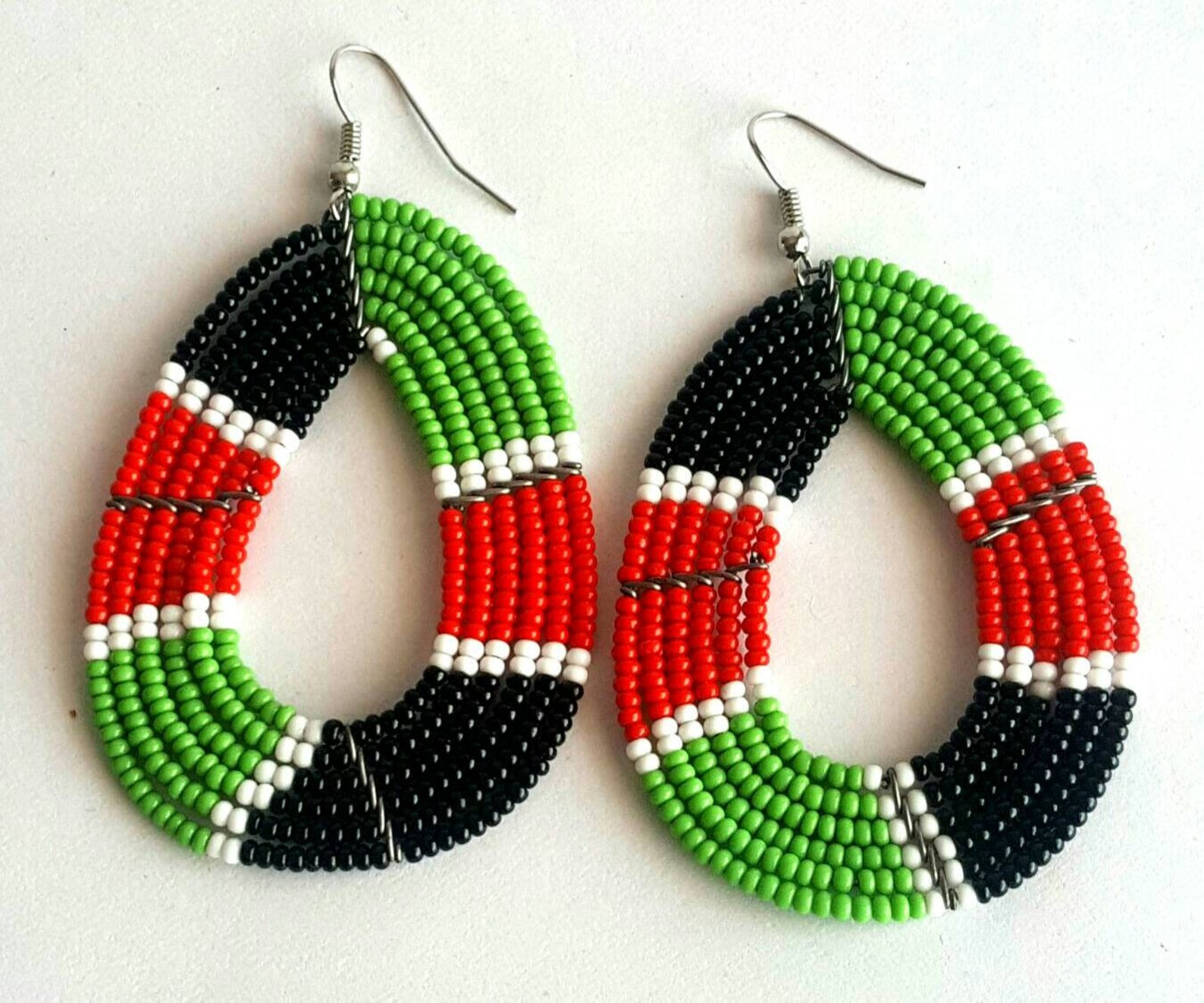 Kenyan Flag Earrings African Jewelry Bead Earrings Handmade Etsy