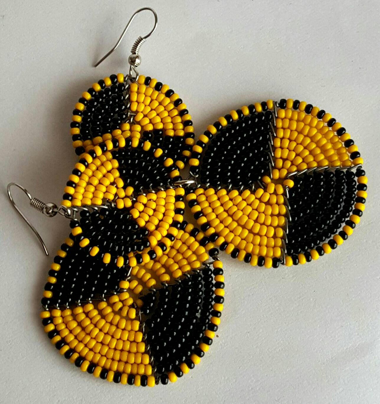 Ethnic Creole earrings Maasai yellow sun
