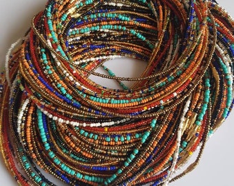 Wholesale 20  waist beads, Turquoise waist beads, Tummy Colorful waist jewelry,  Earth tone waist beads