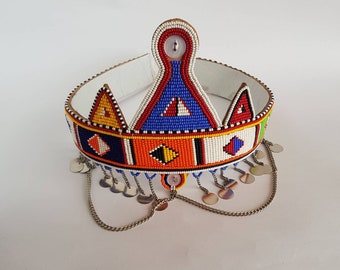 African maasai crown jewelry , Beaded head crown , Maasai wedding headpiece jewelry ,