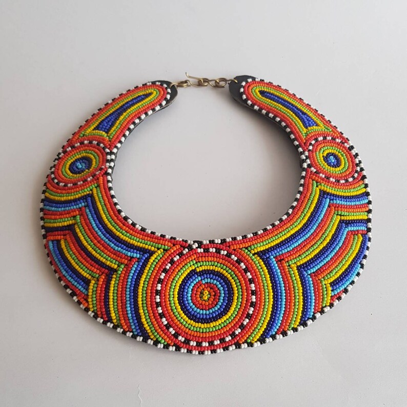 Leather Beaded Necklace African Jewelry for Women Gift for Etsy
