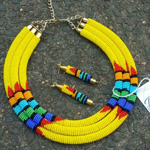 African Necklace Zulu Necklace Maasai Beaded Necklace With Etsy