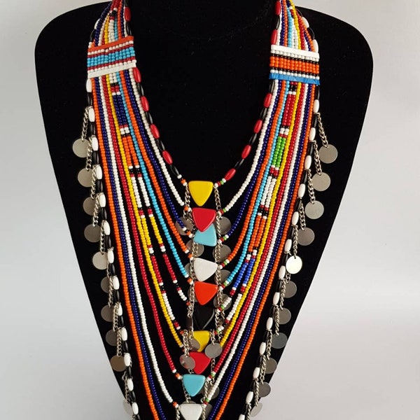 Collier de mariage massaï, bijoux de mariage africain, collier africain pour femme, collier cadeau de Noël, cadeau collier Saint-Valentin pour elle.