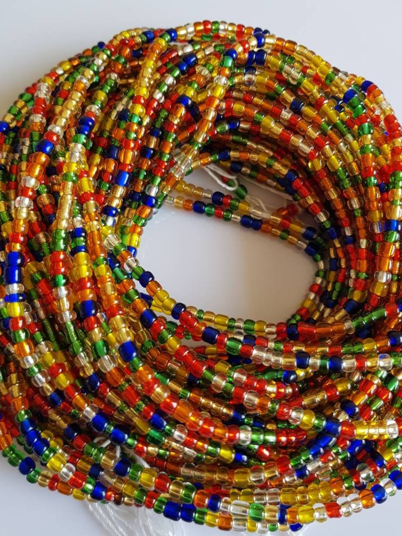 Colorful waist beads Gold waist beads. Tie on waist beads African tie on waist beads Tummy beads