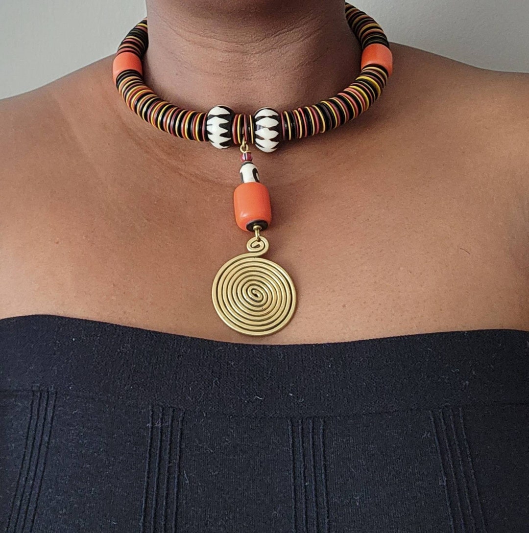 African Beaded Necklace, African Colorful Jewelry, African Jewelry for