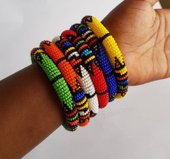 African Zulu Bracelets , Colorful Beaded Bracelets, African Beaded