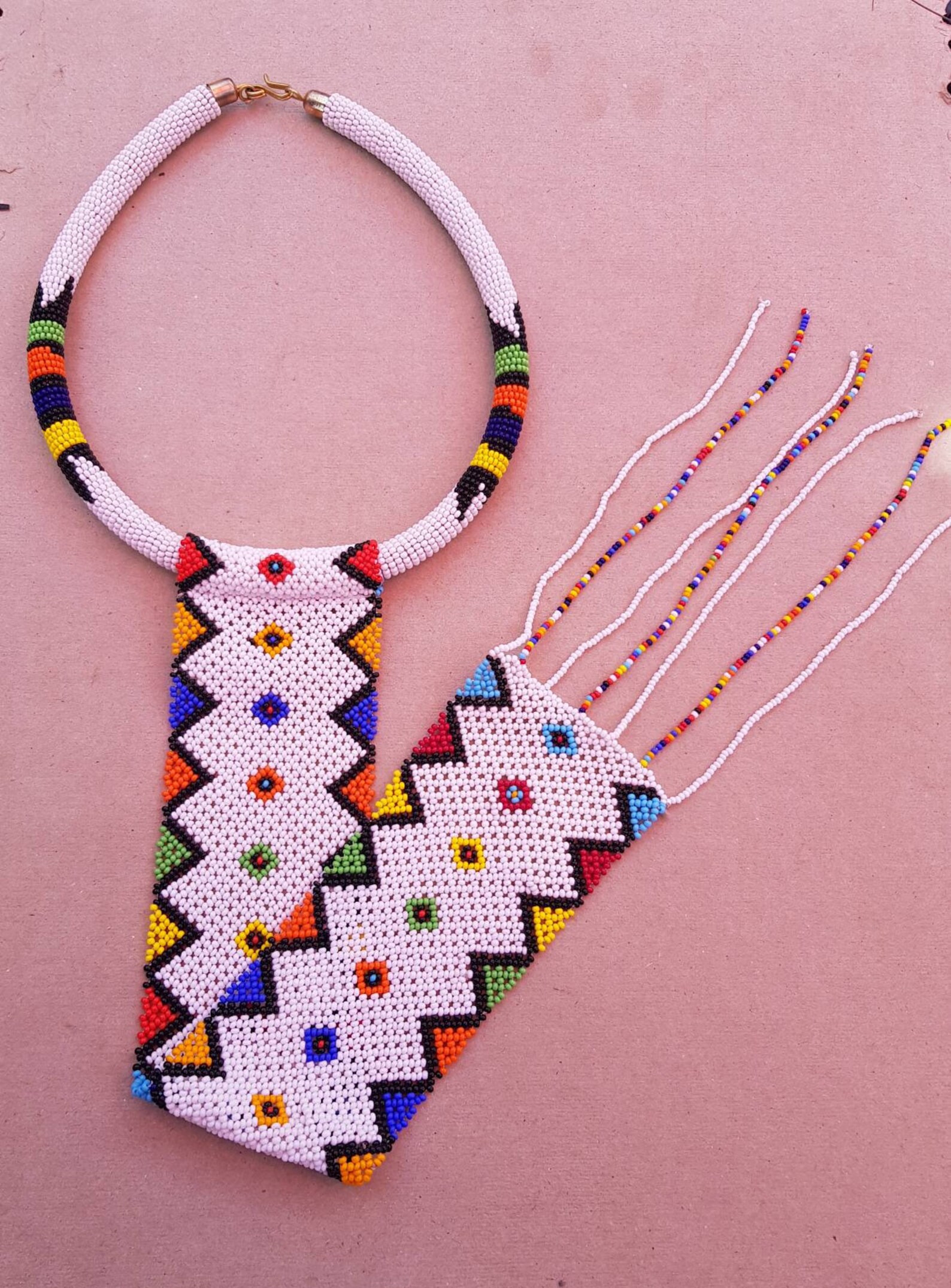 White African Zulu Necklace African Necklaces Long Tassel Etsy