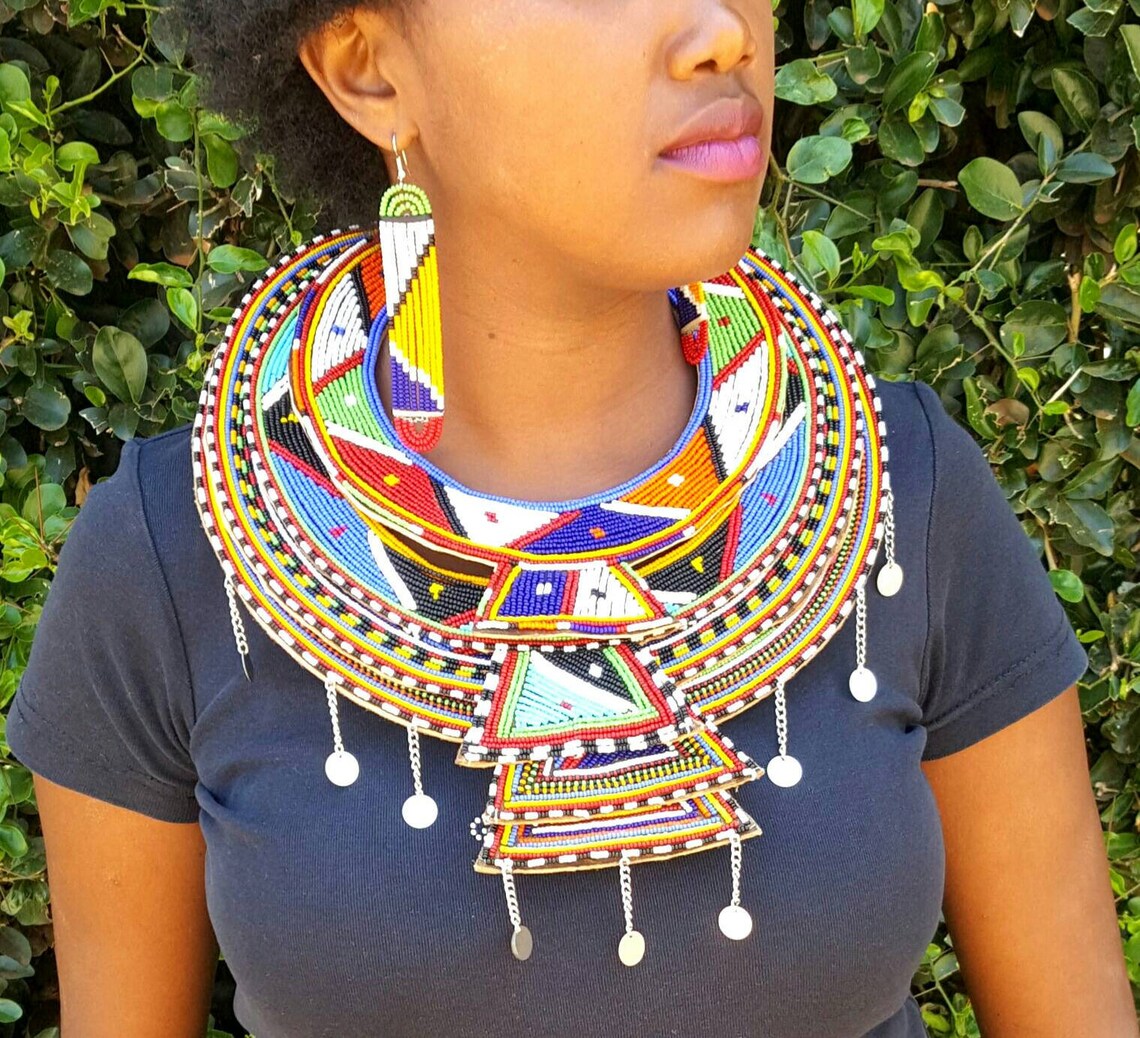 Maasai Wedding Necklaceafrican Necklace Sets Layered Etsy
