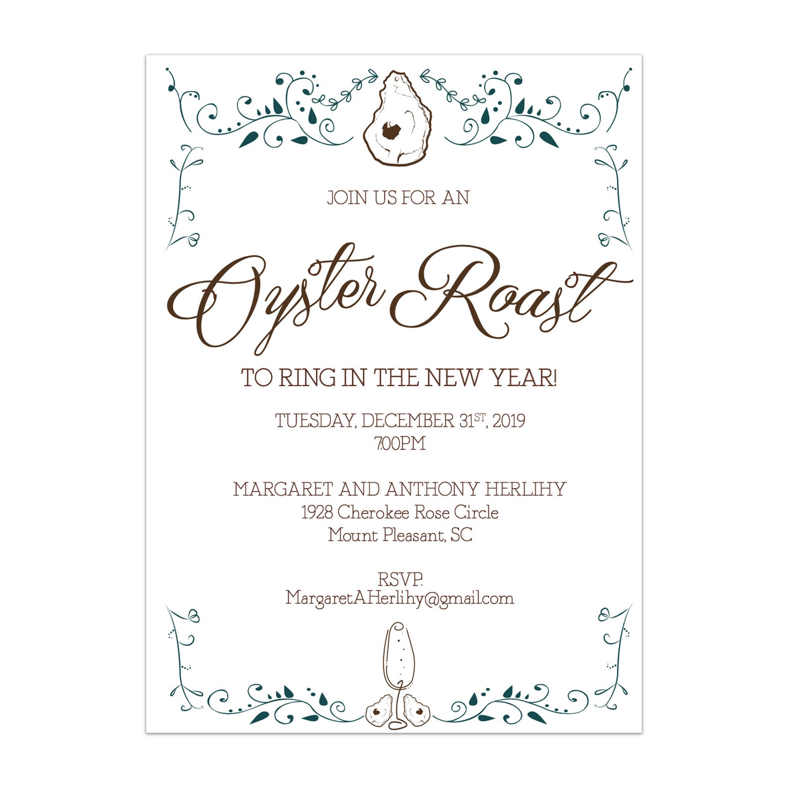 New Years Eve Oyster Roast Party CUSTOMIZABLE Etsy