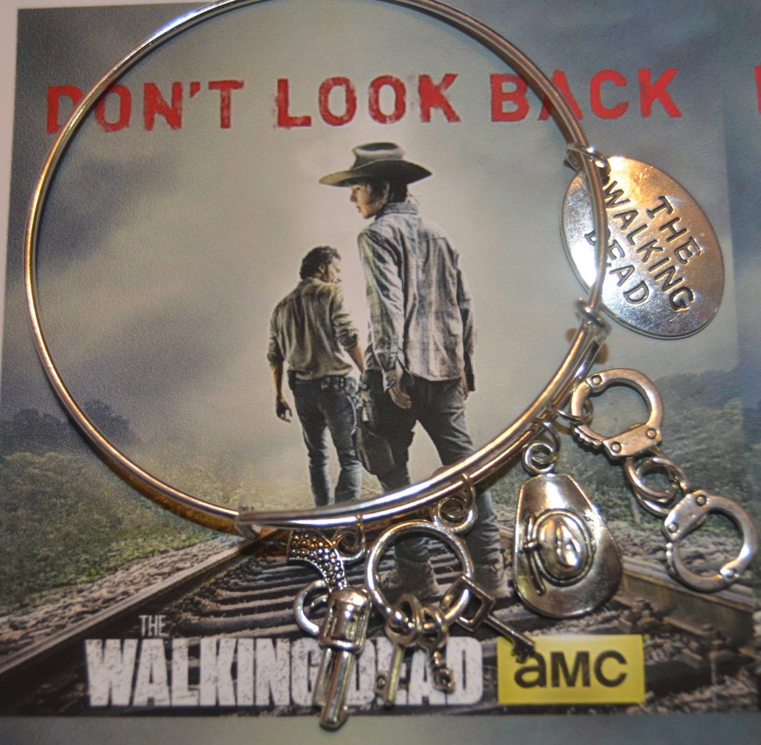 TWD Fan Rick Grimes Carl Grimes Charm  Bracelet The Walking Dead Rick/ Carl Bangle  Charm Bracelet Jewelry