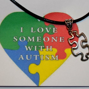 I love Someone with Autism  Pendant Necklace,  Autism Awareness  Necklace,  Autism Speaks Necklace