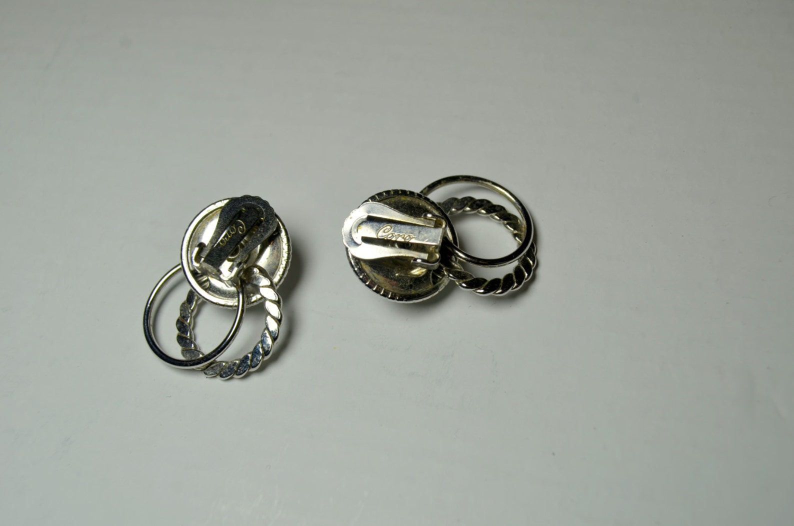 Vintage Coro Clip on Earrings Signed Vintage Silvertone Etsy