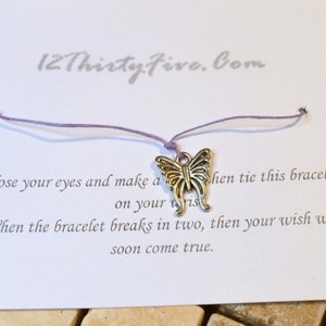 Butterfly Wish  Bracelet Make a Wish Butterfly Charm Wish  Bracelet  Friendship Wish Bracelet Trending Jewelry
