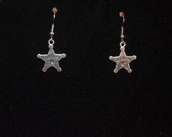 TWD Fan Sheriff Badge Earrings Rick Grimes , Carl Grimes The Walking Dead Sheriff Star Jewelry