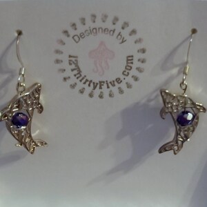 Dolphin and Blue Swarovski Crystals , Aurora Borealis Dolphin Earrings, Dangle Earrings, Blue Swarovski  Borealis Beach Sealife Jewelry