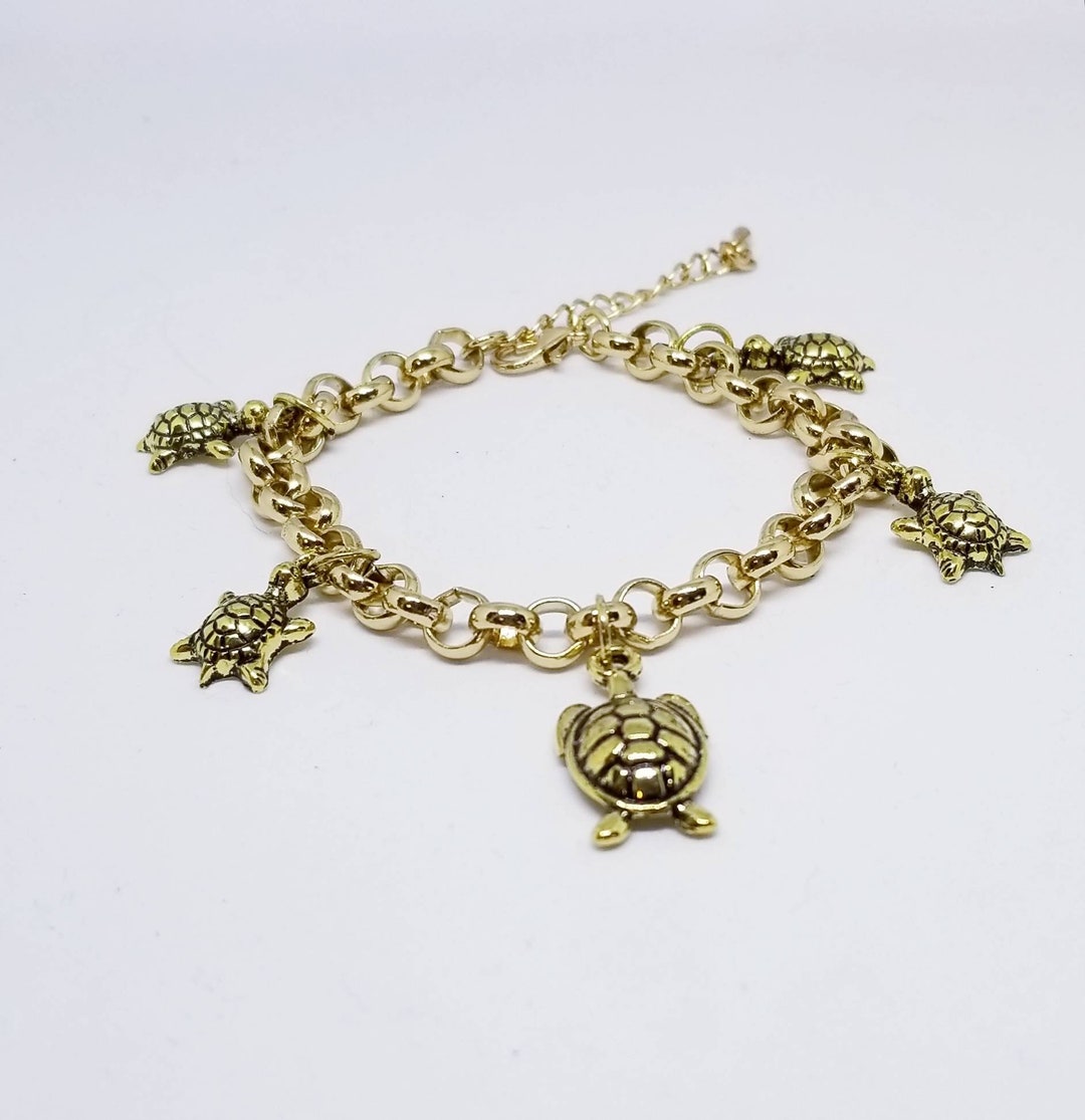 Turtles Charm Bracelet Sea Turtles Sea Life Beach Charm Etsy