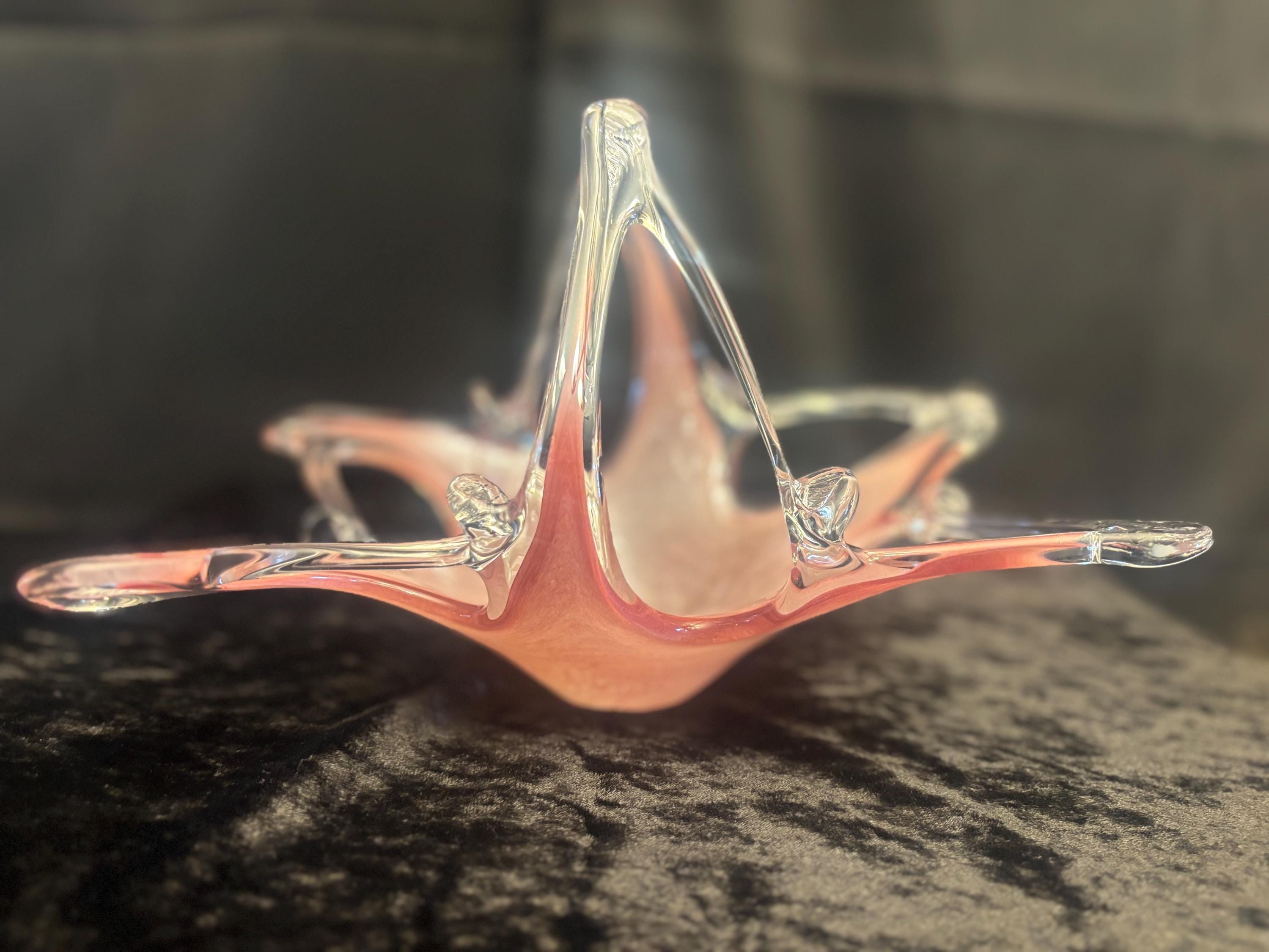 【ムラーノガラス】ヴィンテージ　インテリア　花器　センターピース ヴィンテージのムラーノガラスのセンターピースまたは装飾バスケット