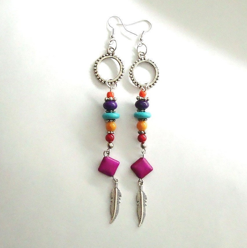 Feather /& Floral Southwestern Earrings