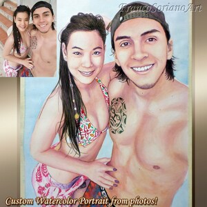 Watercolor commission painting from photo Portrait CUSTOM Couple Picture drawing Fine Art Personalized by Franco Soriano