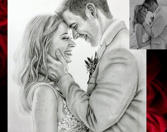 Drawing commission drawing from photo Charcoal Portrait CUSTOM Couple Picture Fine Art Personalized by Franco Soriano