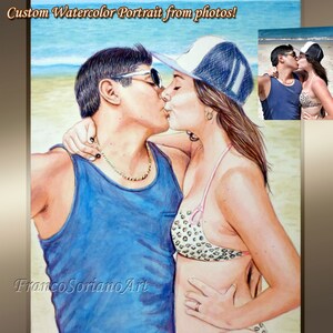 Watercolor commission painting from photo Portrait Personalized CUSTOM Drawing from Photo Fine Art for gift birthday Franco Soriano